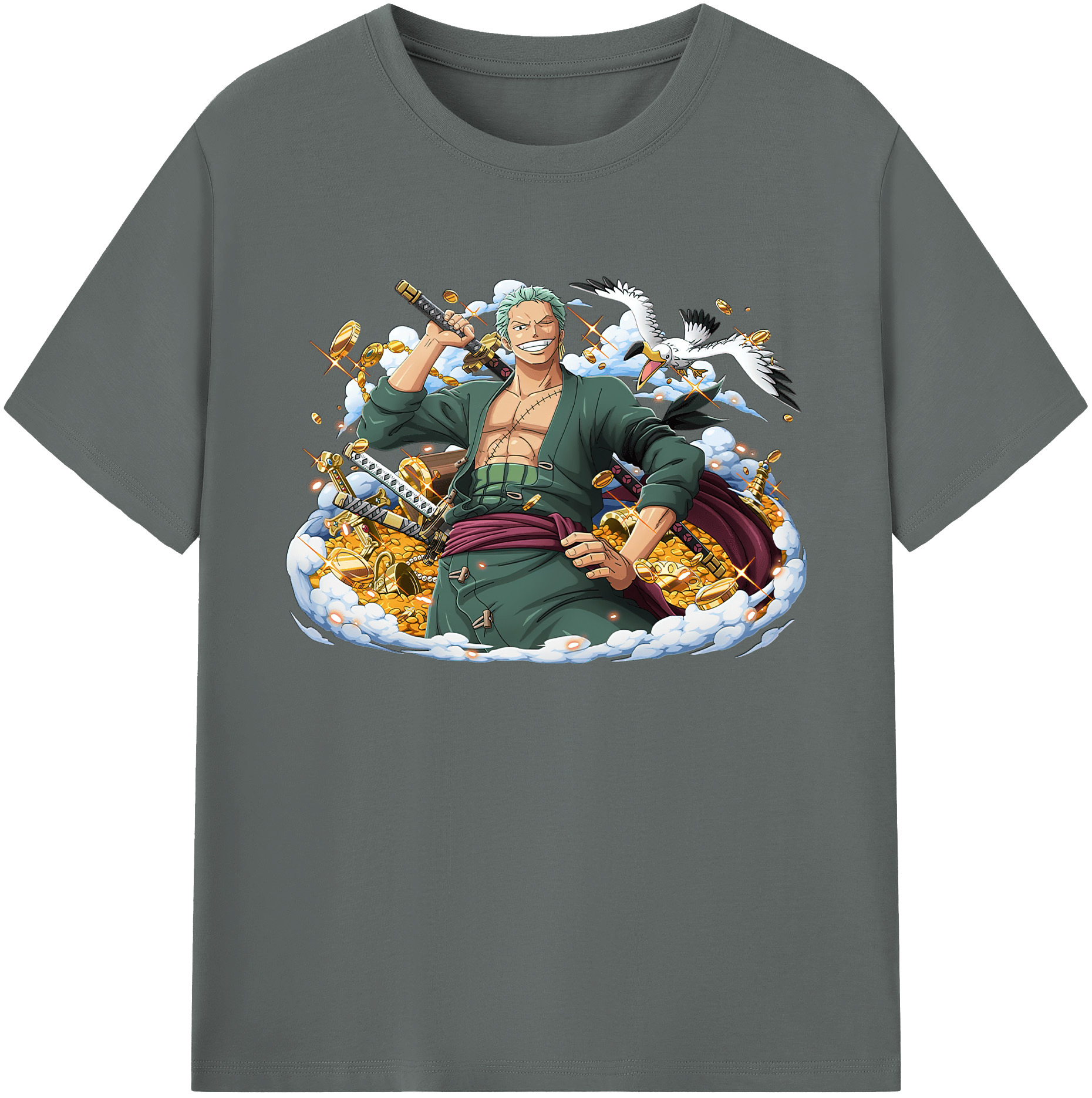 ワンピース ロロノア・ゾロ ONE PIECE Roronoa Zoro 綿100％ メンズ半袖Tシャツ｜肌触りやわらか＆通気性